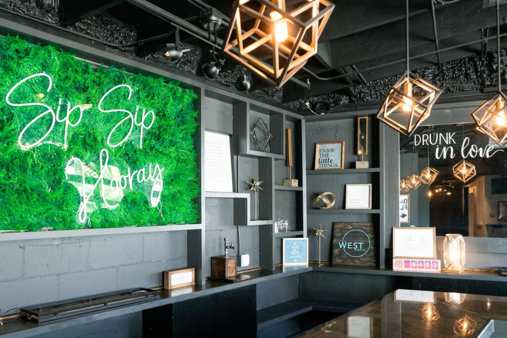 The bar at The West Events can be customized and decorated however you want for your wedding