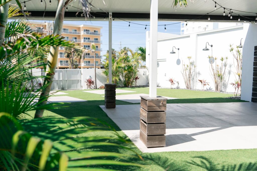 Covered patio outside at The West