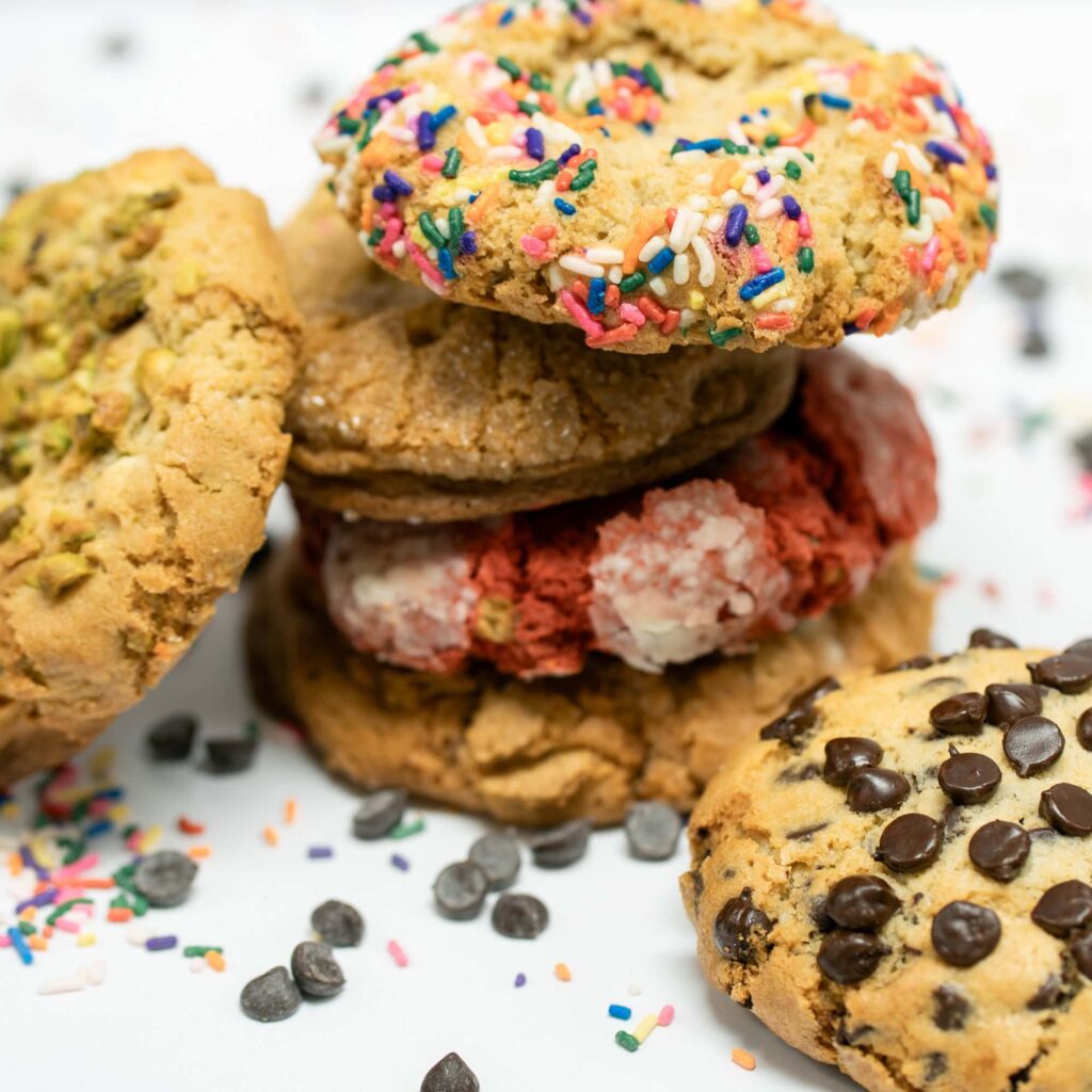 My favorite photo from our giant stuffed cookie photoshoot at CaraMel's Bakery
