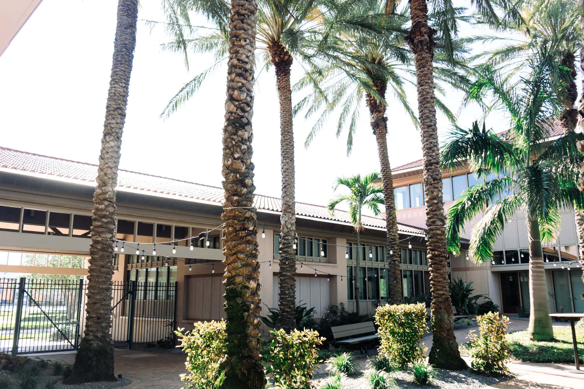 Poynter Institute's inner courtyard contains access for vendors via the large gate