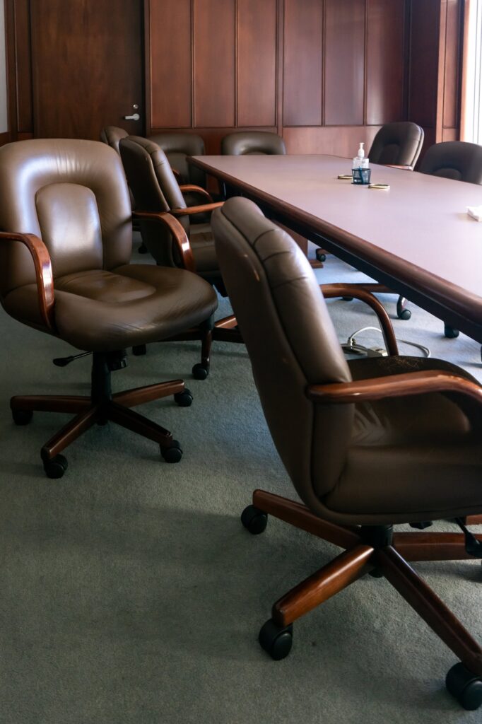 A luxe boardroom suits grooms getting married at the Poynter Institute