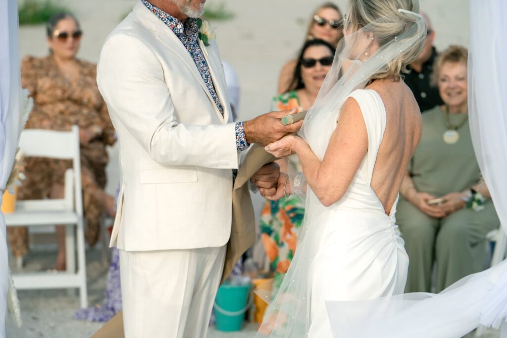 Capturing the candid reactions of guests as the couple shares their wedding vows