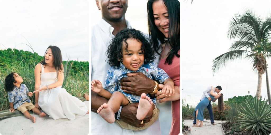 Different family members spend time together during their extended family photo session in St Pete at the beach